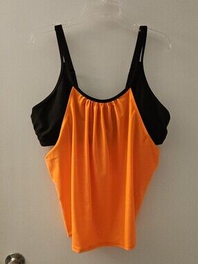 Black & Orange Women's Swim Tankini